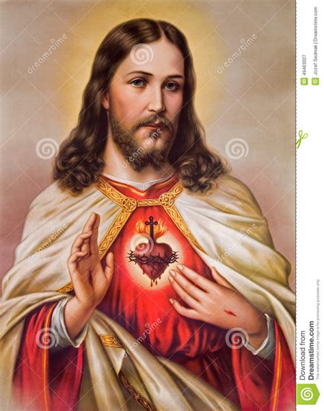 Typical Catholic Image Of Heart Of Jesus Christ Stock ...