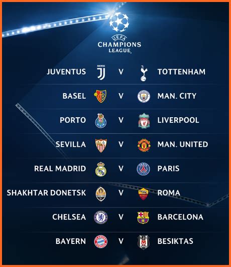 UEFA Champions League 2017/2018 Round 16 Draw Archives ...