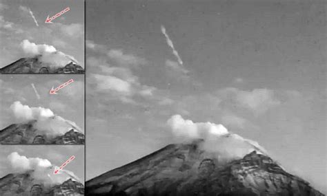 UFO shoots out of the Popocatepetl volcano towards the ...