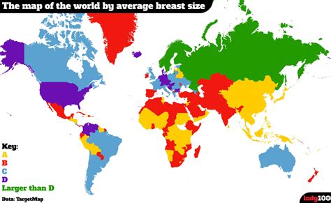 Un mapa del mundo de acuerdo al tamaño de senos de las mujeres