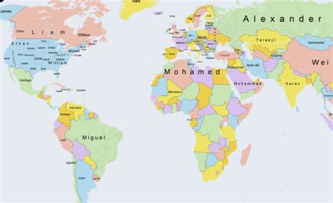 Un mapa recoge los nombres más populares del mundo    Qué ...