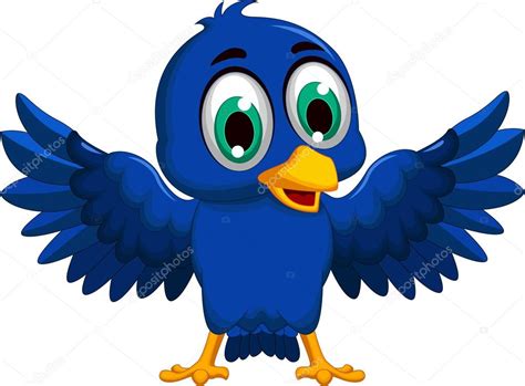 Un personaje de dibujos animados del pájaro azul — Vector ...