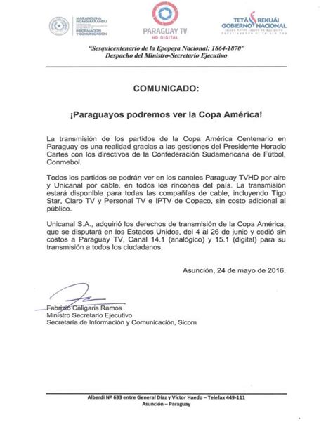 Unicanal y Paraguay TV transmitirán la Copa América ...