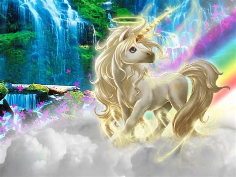 Unicornio con arco iris y cascada   Imagenes y Carteles