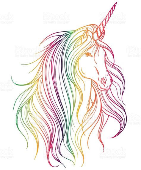 Unicornio Con Colores Del Arco Iris Sobre Fondo Blanco ...