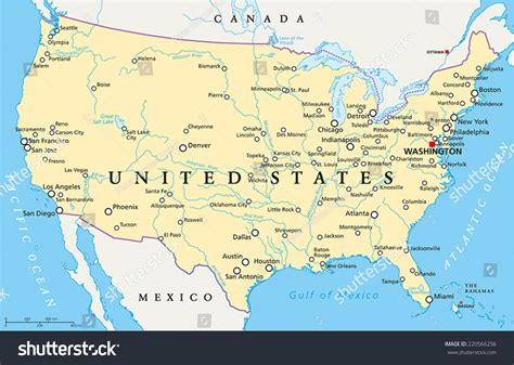 United States America Political Map Capital Stock Vector ...