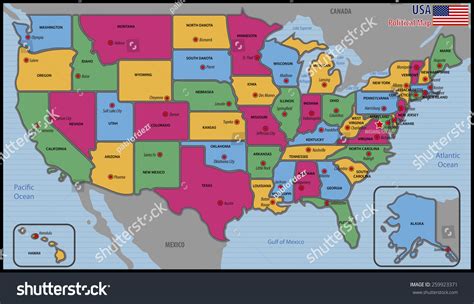 United States America Political Map Stock Vector 259923371 ...