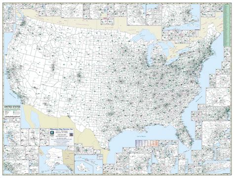 United States City County 3 Digit Zip Code Wall Map