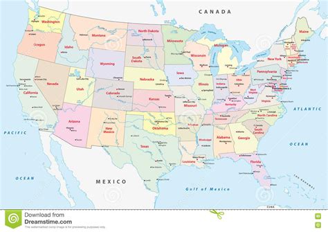 United States Of America, Administrative Map Stock ...