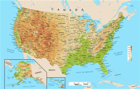 United States Physical Map Wall Mural from Academia