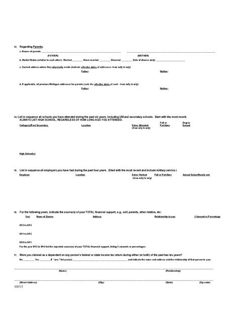 University of Michigan Application Form for In state ...