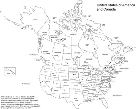 US and Canada Printable, Blank Maps, Royalty Free • Clip ...