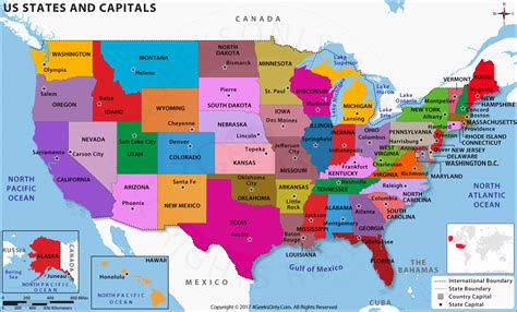 US States and Capitals Map in HD