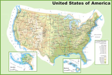 USA physical map