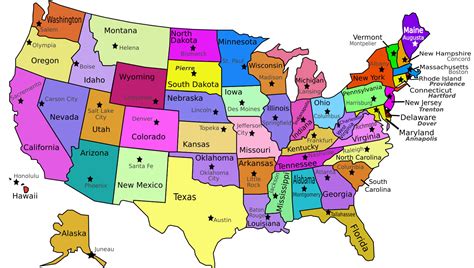 USA states labeled with capitols   /geography/Country_Maps ...