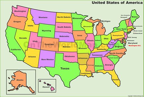 USA states map | List of U.S. States