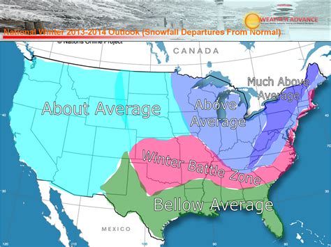 USA Winter Weather Forecast for 2014 from WeatherAdvance ...