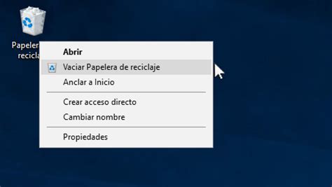 Vaciar la Papelera de reciclaje en Windows 10