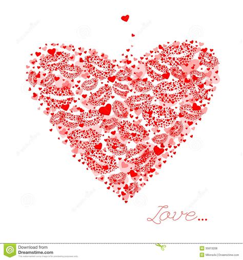 Valentines Composition Of The Hearts And Kisses. L Stock ...