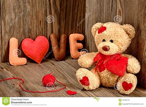 Valentines Day. Teddy Bear Love.Hearts, Word Love Stock ...