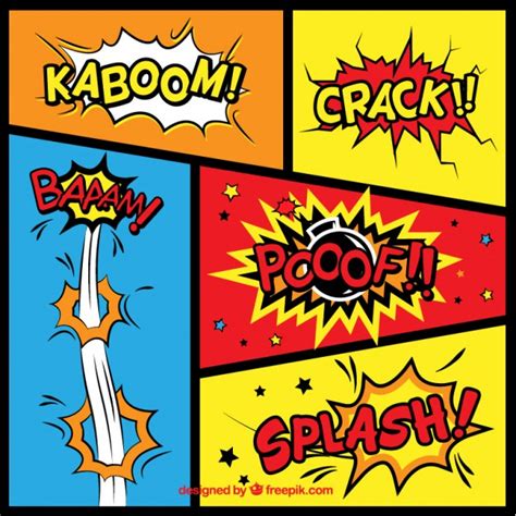 Variety of comic sound effects Vector | Free Download