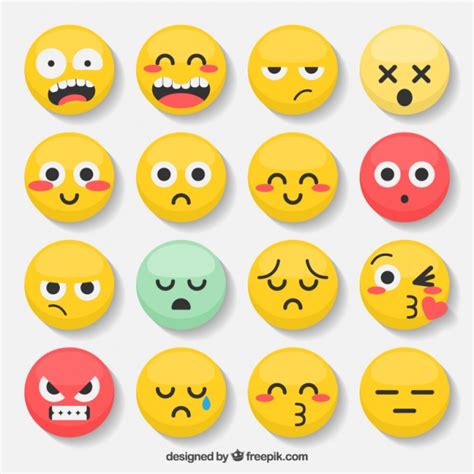 Variety of emoticons with expressive faces Vector | Free ...