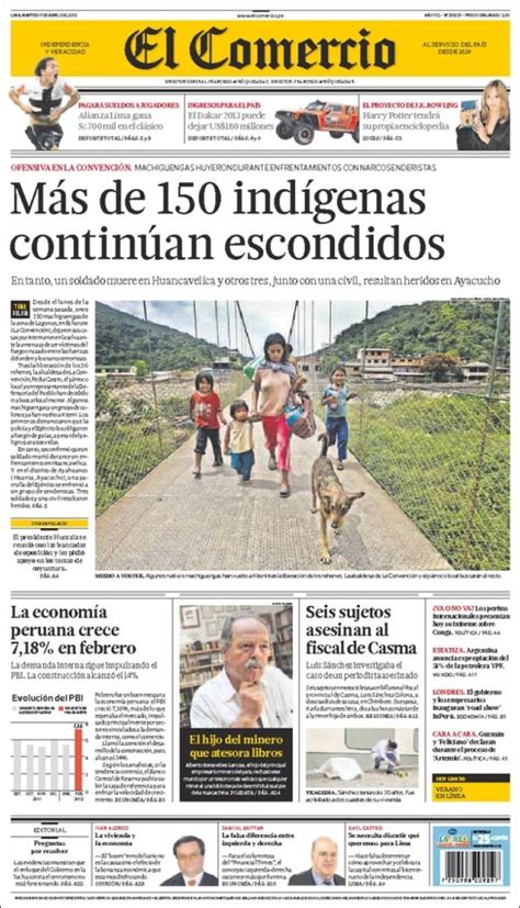 Vea las portadas de los principales diarios peruanos para ...