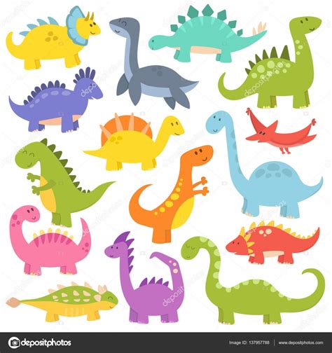 Vector de dibujos animados cute dinosaurios — Archivo ...