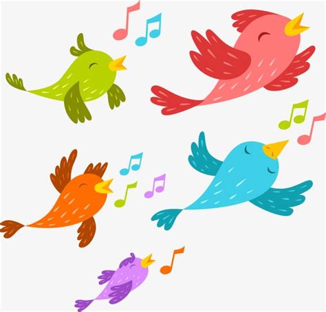 Vector de dibujos animados Lindo pájaro color, Cantar Una ...