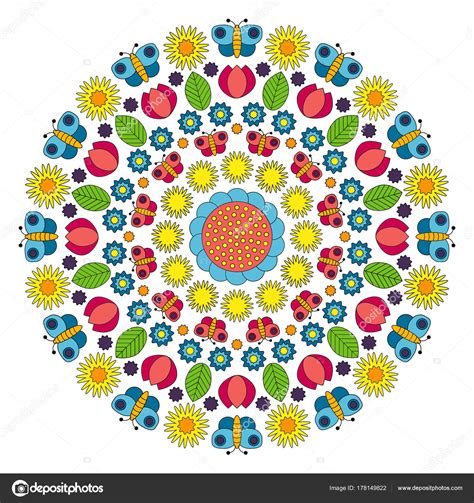 Vector de multi coloreada mandala circular de primavera ...
