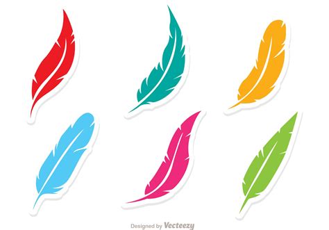 Vector Set Of Colorful Feathers   Download Free Vector Art ...
