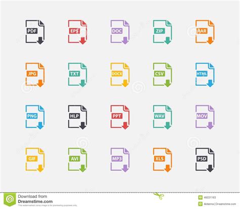 Vector Set Of Document File Formats And Labels Stock ...