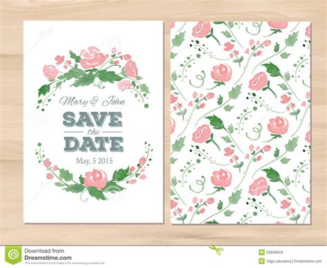 Vector Wedding Invitation With Watercolor Flowers Stock ...