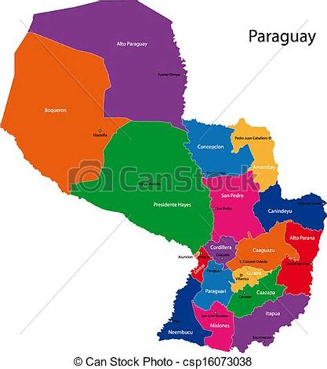 Vectores de Paraguay, mapa   mapa, de, el, república, de ...