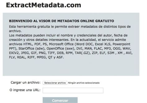 Ver los metadatos de archivos online