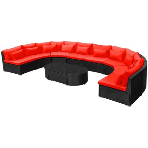 vidaXL Conjunto de sofás de jardín de poli ratán rojo ...