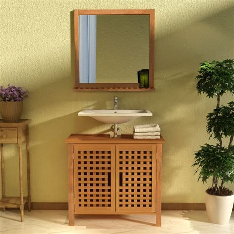 vidaXL Mueble de lavabo con espejo madera maciza de nogal ...