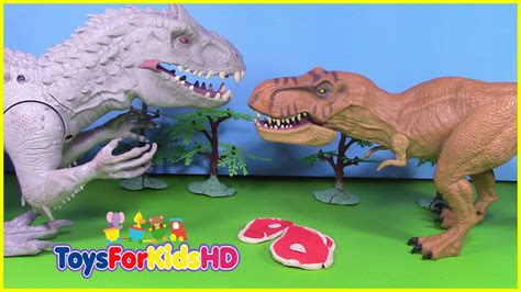 Vídeos de dinosaurios para niños INDOMINUS REX VS T REX ...