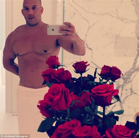 Vin Diesel poses shirtless as he takes an Instagram selfie ...