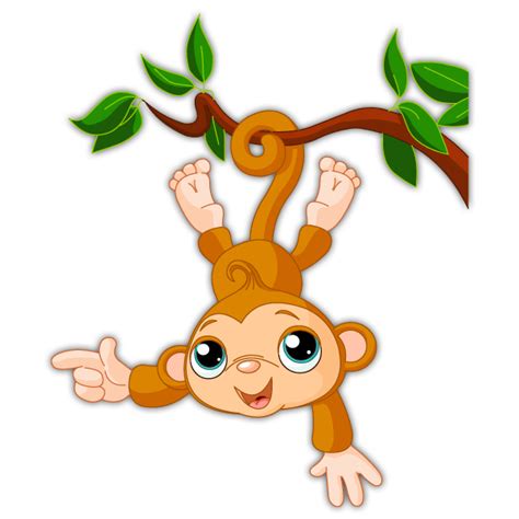 Vinilo decorativo infantil Mono cuelga de la rama ...