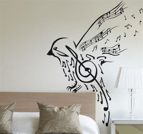 Vinilo decorativo pájaro notas musicales   TenVinilo