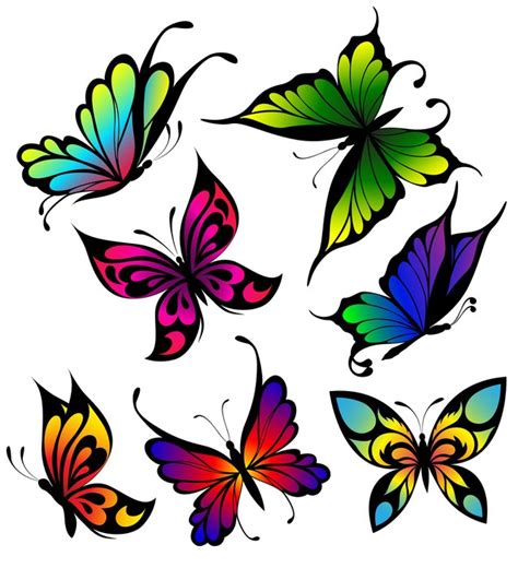 Vinilo para pared conjunto de mariposas de colores de los ...