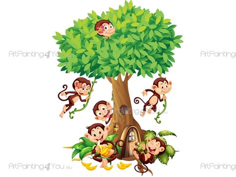Vinilos Infantiles Monos en la Selva | ArtPainting4You.eu ...