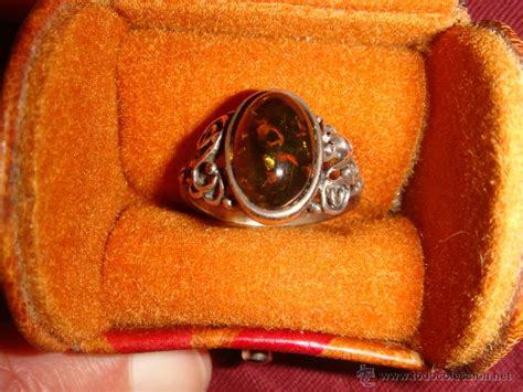 vintage, anillo de plata y piedra ambar ovalada   Comprar ...