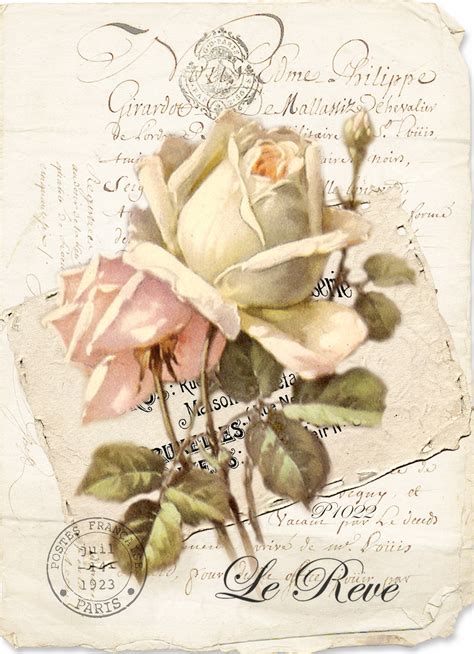 Vintage rose Digital collage p1022 Free for personal use