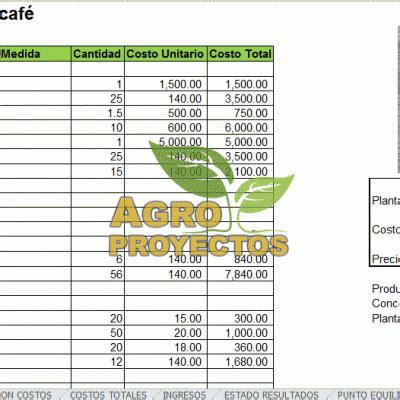 Vivero Tecnificado de Cafe   Corridas Financieras en Excel