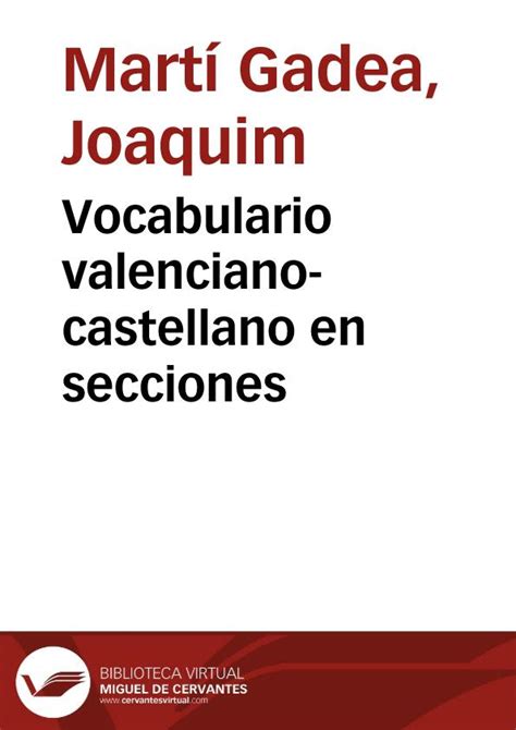 Vocabulario valenciano castellano en secciones ...