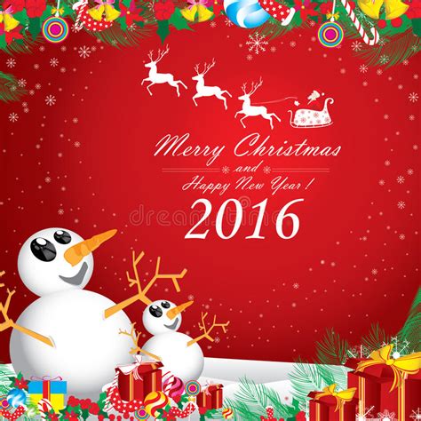 Vrolijke Kerstmis En Gelukkig Nieuwjaar 2016 Sneeuwman ...