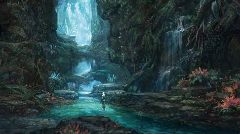 Wallpaper : forest, video games, concept art, cave, jungle ...