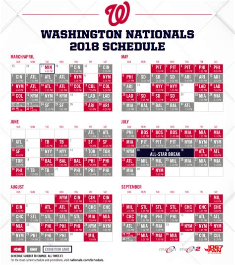 Washington Nationals Baseball Schedule 2018  Washington DC ...